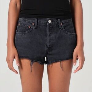 AGOLDE Parker Black Distressed Vintage Cutoff Denim Shorts